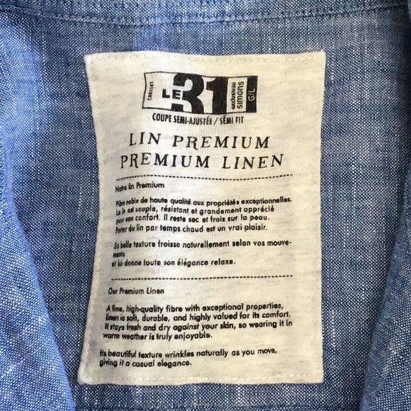 SIMONS LE31 blue linen cargo military shirt large - Picture 5 of 7